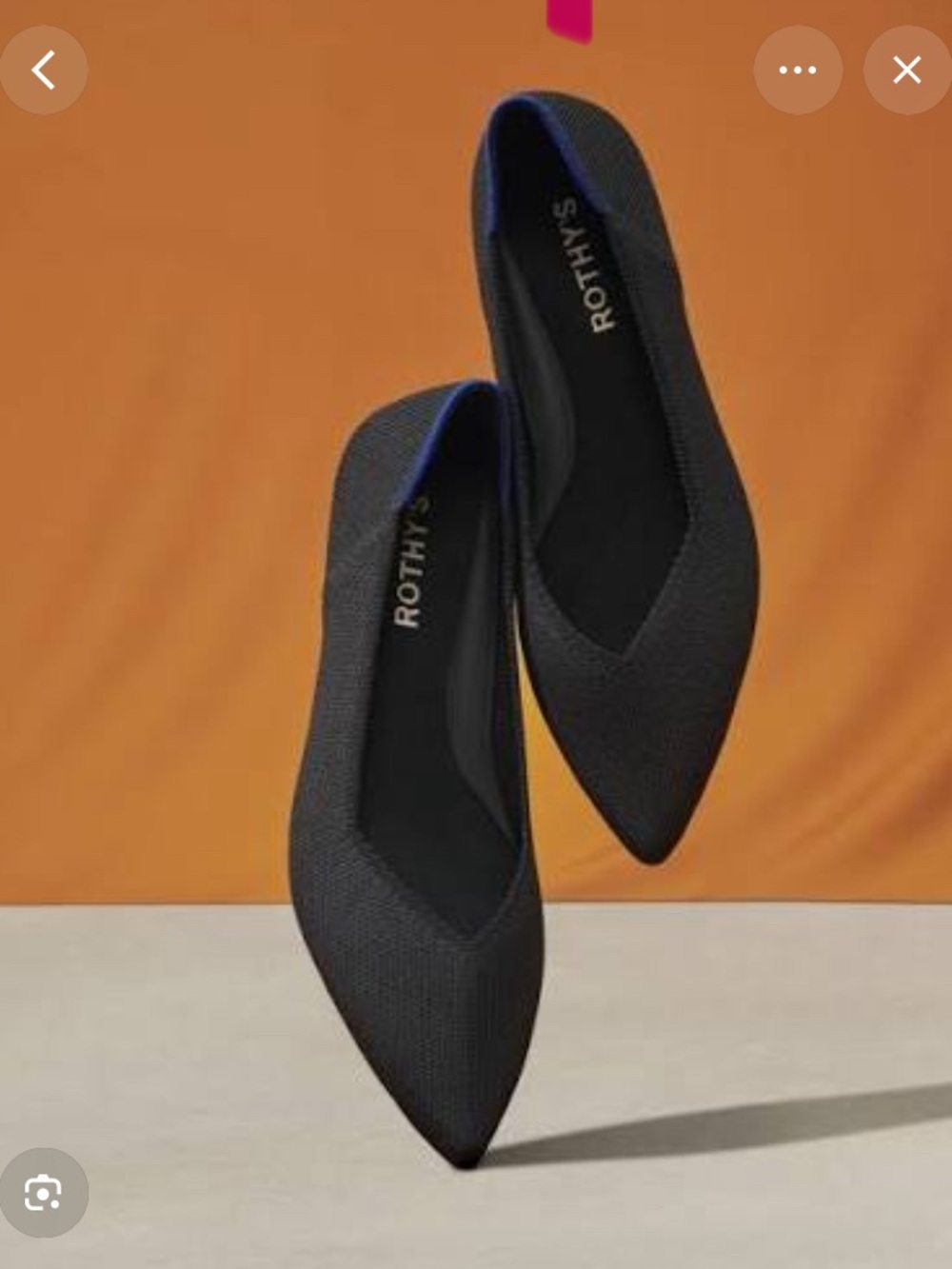 Rothy's Black Pointed Knit Ballet Flat